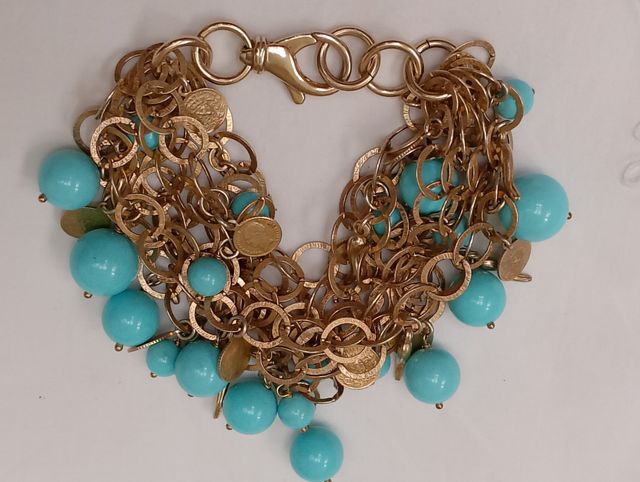 Bracciale argento dorato e turchese