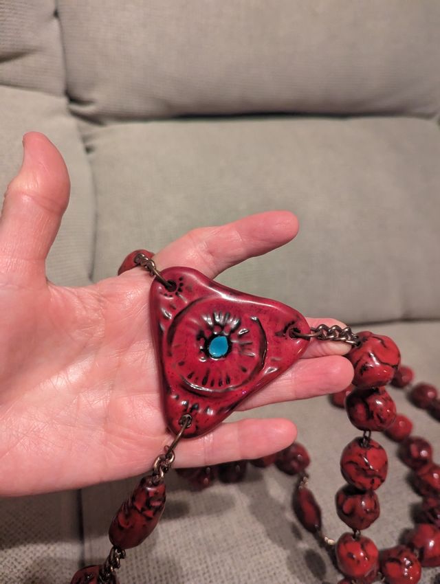 Rosario cerámica esmaltada. Enorme, 1970.