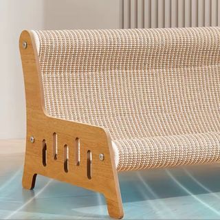 Bellissima poltrona in legno e tessuto Tiragraffi