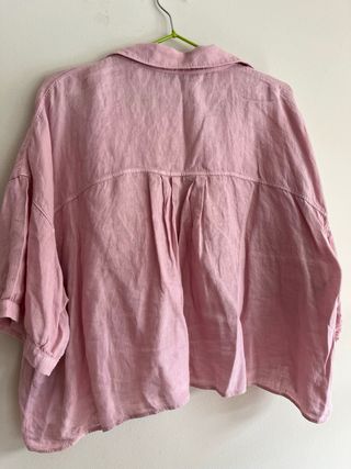 Blusa lino rosa Zara - Talla XL