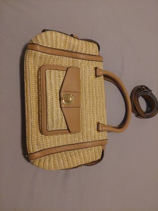 Bolso de rafia beige y marrón