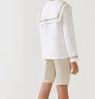 Traje comunión niño beige y blanco