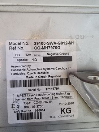 Radio Coche Honda CRV 2011