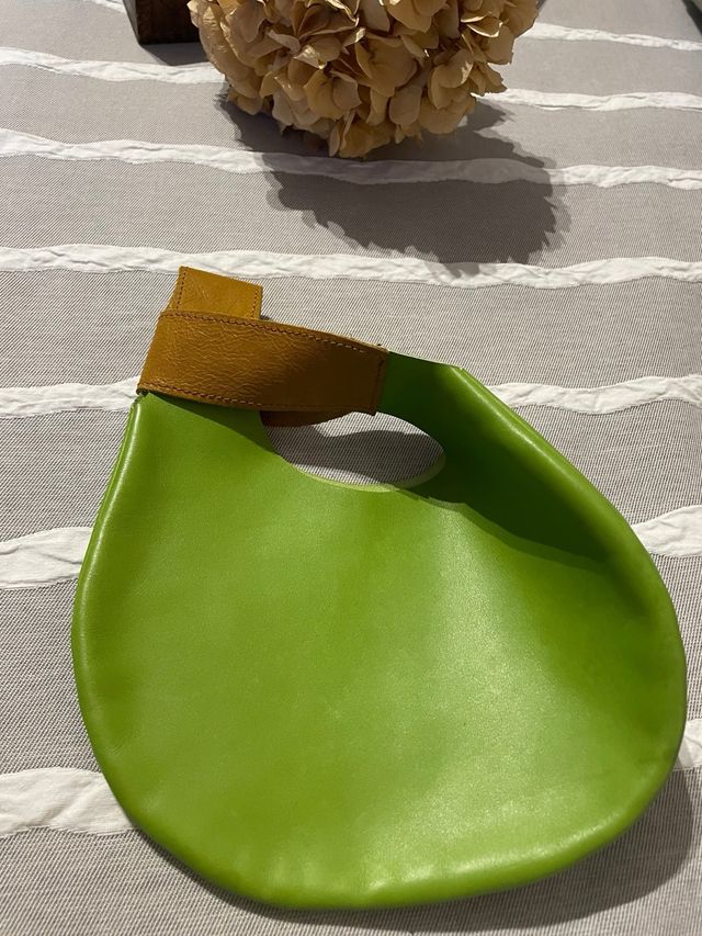Bolso cuero verde artesanal italiano