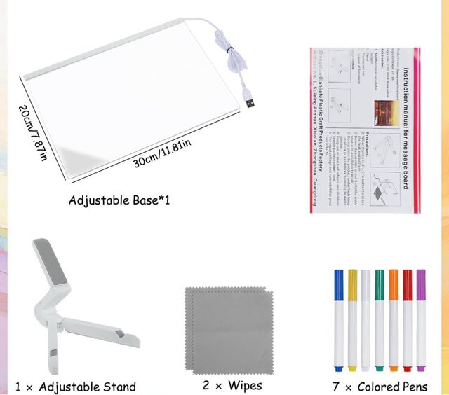 Pizarra LED con soporte: ¡Como nueva!