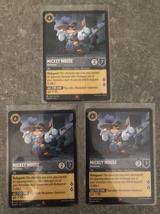 3x Carte Mickey Mouse Moschettiere