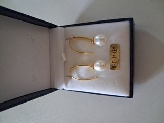 Pendientes oro 18klts con perla