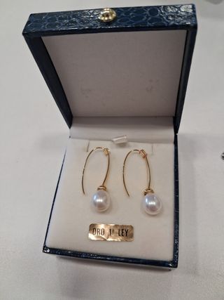 Pendientes oro 18klts con perla