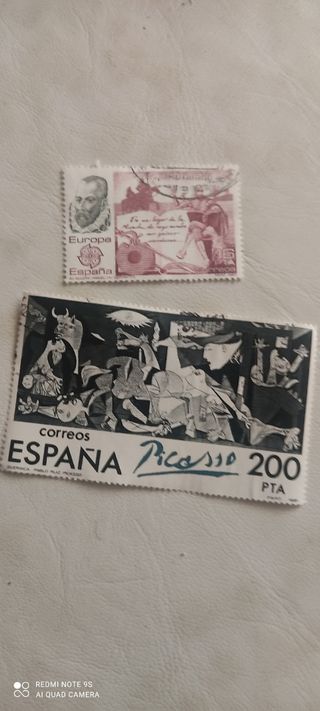 Sellos España: Cervantes y Picasso