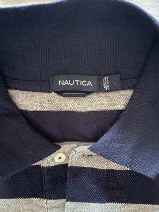 Polo Nautica rayas azul marino gris