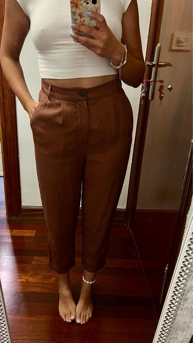 Pantalones rectos marrón