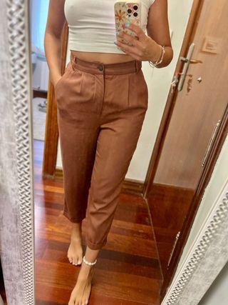 Pantalones rectos marrón