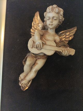 Angelito con guitarra - cuadro vintage