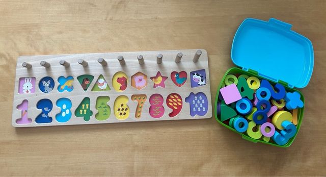 Tabla aprendizaje números madera