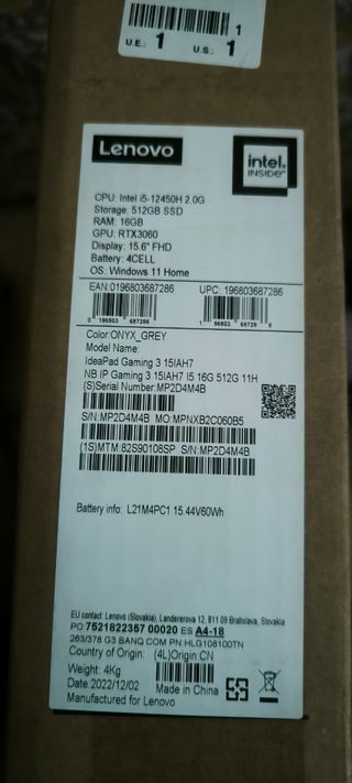 Portátil Lenovo Gaming i5 RTX