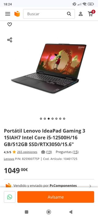 Portátil Lenovo Gaming i5 RTX