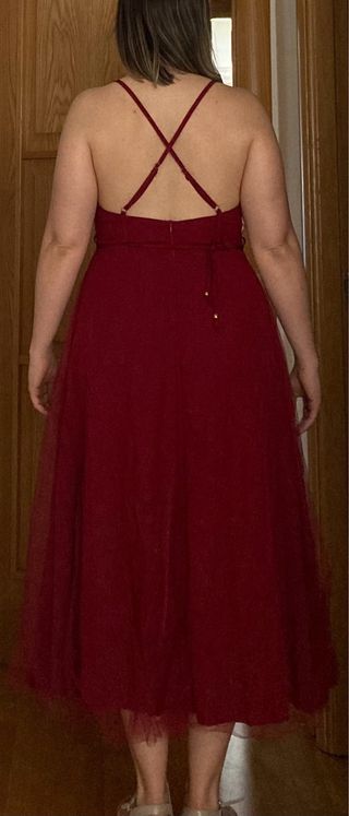 Vestido burdeos corset fiesta