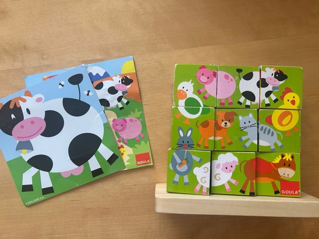 Puzle Goula de madera: Tractor y granja