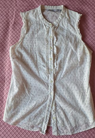 Blusa Blanca Zara Talla M - 100% Algodón