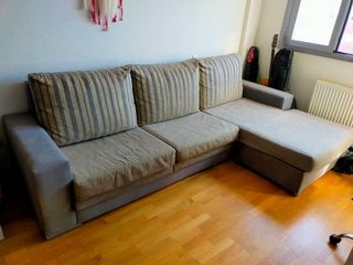 Sofá chaise longue beige y gris