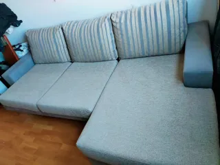 Sofá chaise longue beige y gris