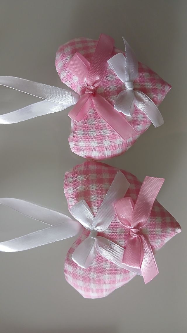 Fiocco nascita rosa bimba e 2 cuori