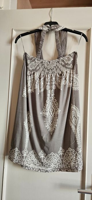 Vestido fiesta gris/blanco