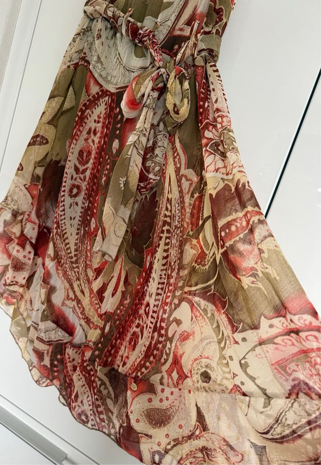 Gonna lunga beige e rossa tg. S