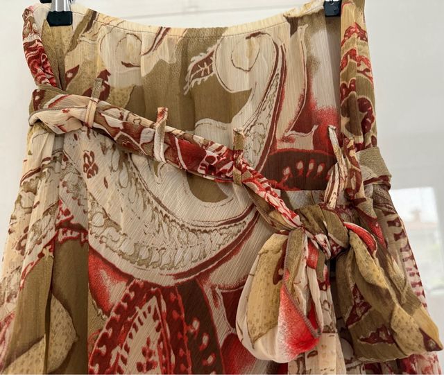 Gonna lunga beige e rossa tg. S