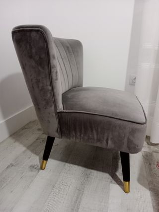Butaca de terciopelo gris