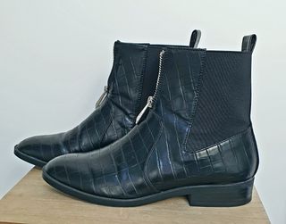 Botines Stradivarius negros efecto cocodrilo