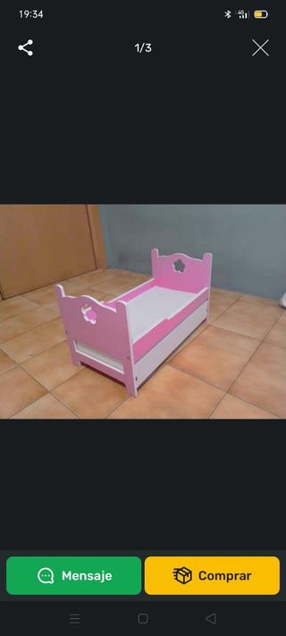 Cuna de muñecas rosa