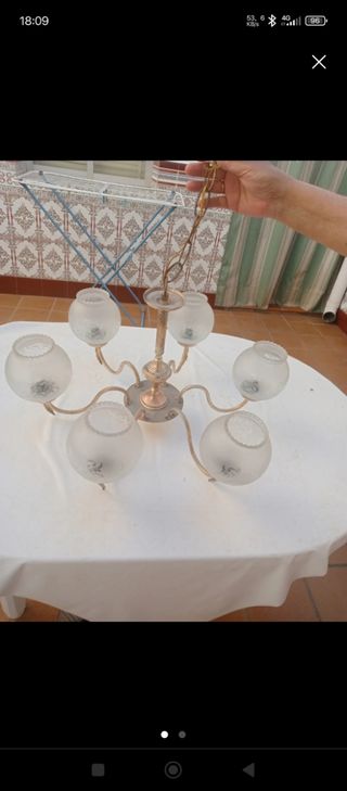 Lampara techo 6 luces dorada