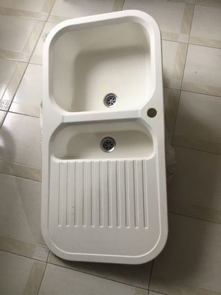 Fregadero 2 Senos Blanco Cerámica