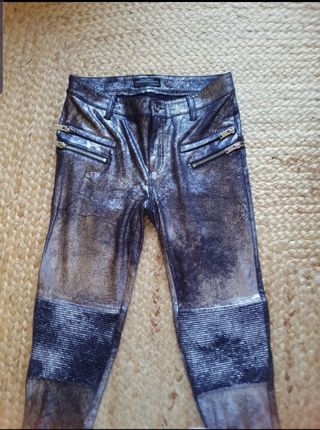 Pantalones Zara pitillo metalizados