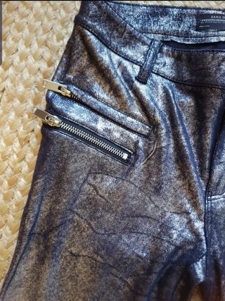Pantalones Zara pitillo metalizados