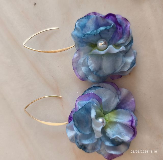 Pendientes flores azules-moradas