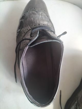 Zapatos Oxford Plata-Marron