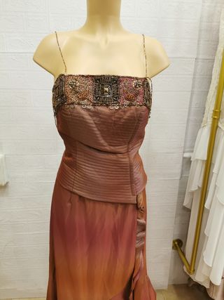 LIQUIDACION! Vestido marrón alta costura T46
