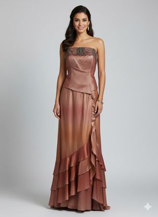 LIQUIDACION! Vestido marrón alta costura T46