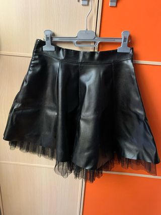 Minifalda negra cuero | Talla única
