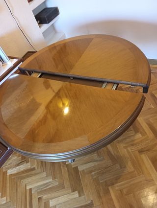 Mesa redonda extensible madera cristal