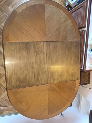 Mesa redonda extensible madera cristal
