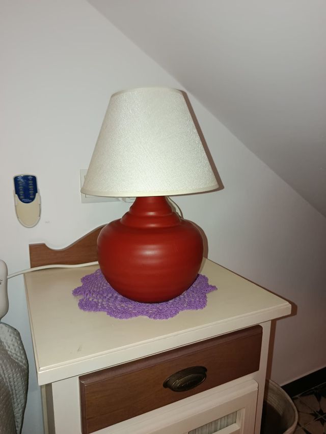 Lampara ceramica roja - Lampara de noche