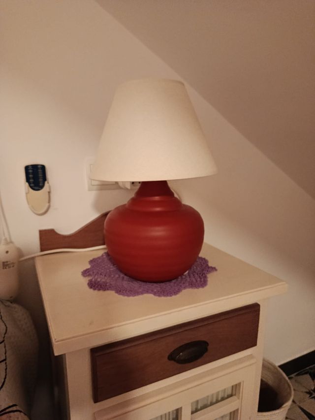 Lampara ceramica roja - Lampara de noche
