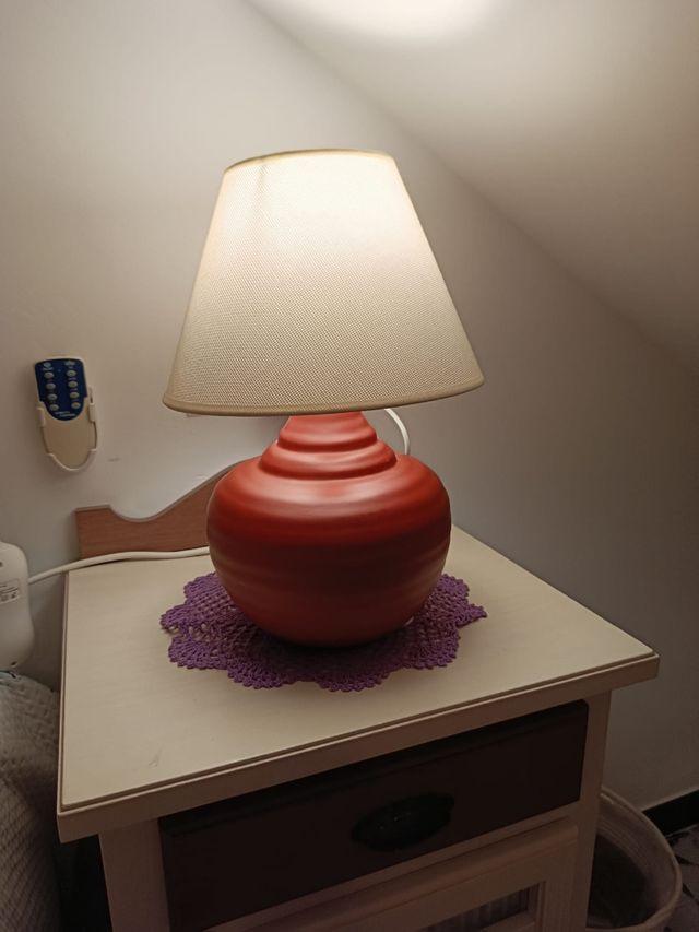 Lampara ceramica roja - Lampara de noche