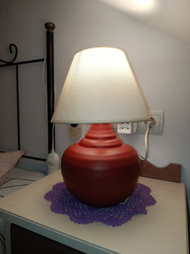 Lampara ceramica roja - Lampara de noche