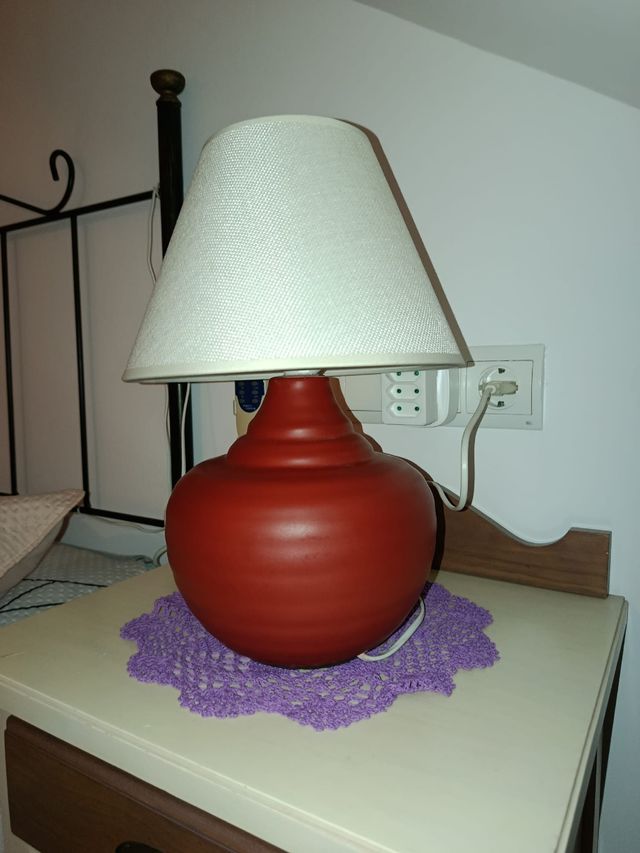 Lampara ceramica roja - Lampara de noche