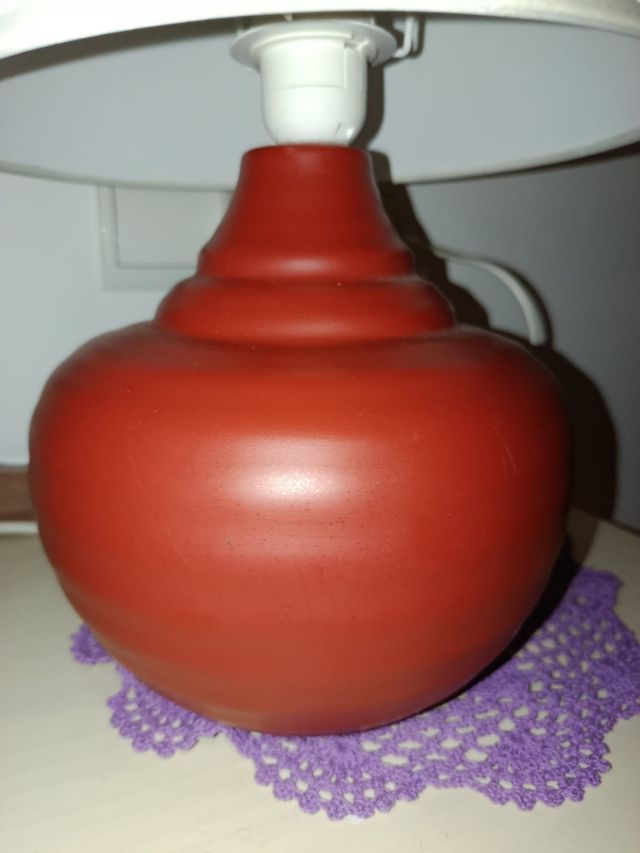 Lampara ceramica roja - Lampara de noche
