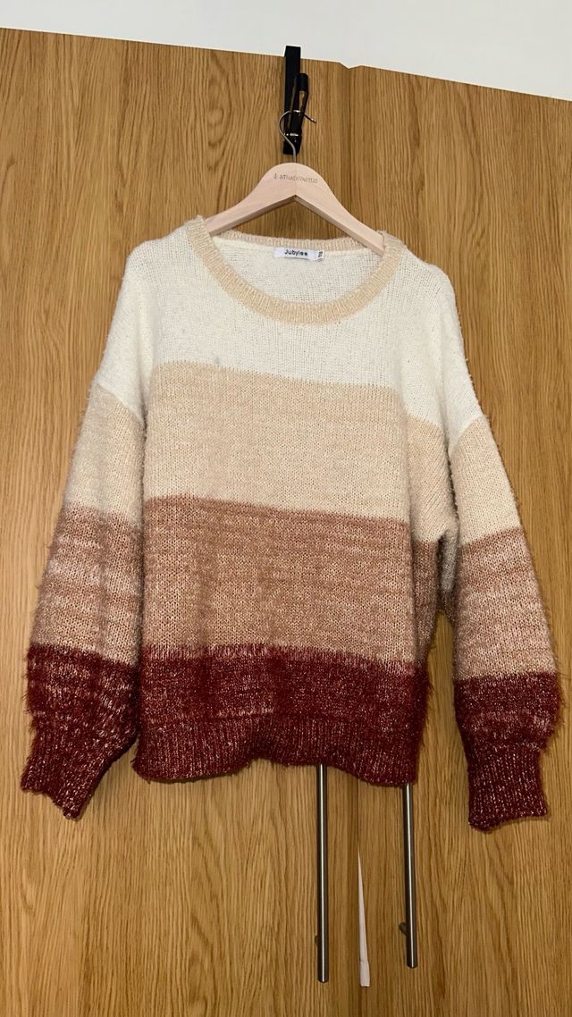 Suéter Jubilee rayas beige-rojo